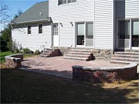 Patio With Sitting Walls & Stone Veneer